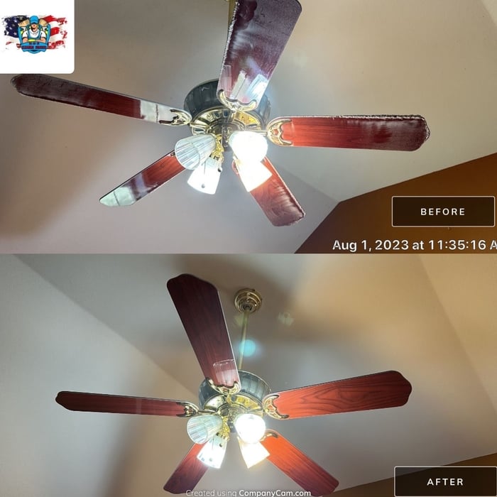 After dusting the ceiling fan, I saw that wood and I could not resist to polish it up. It looks so much better and the customer loved it.