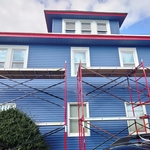 Side of building during painting.