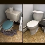 Toilet replacement and toilet paper holder installation.