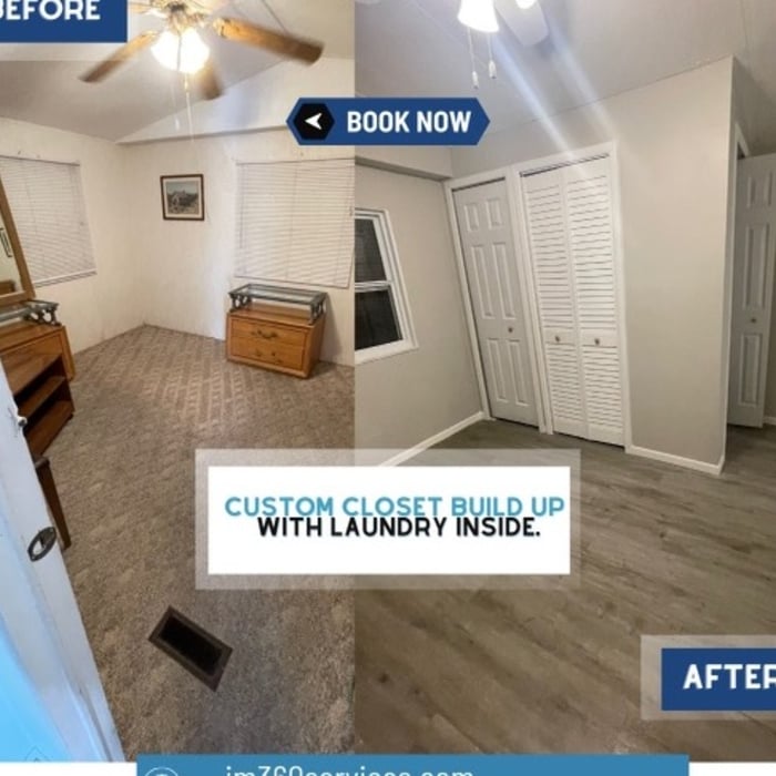 New closet addition/ Laundry room inside the closet / Flooring / Molding / Painting
