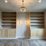 (2) 5’ wide by 9’ tall twin built-ins. Bar cart to fill the space in between.