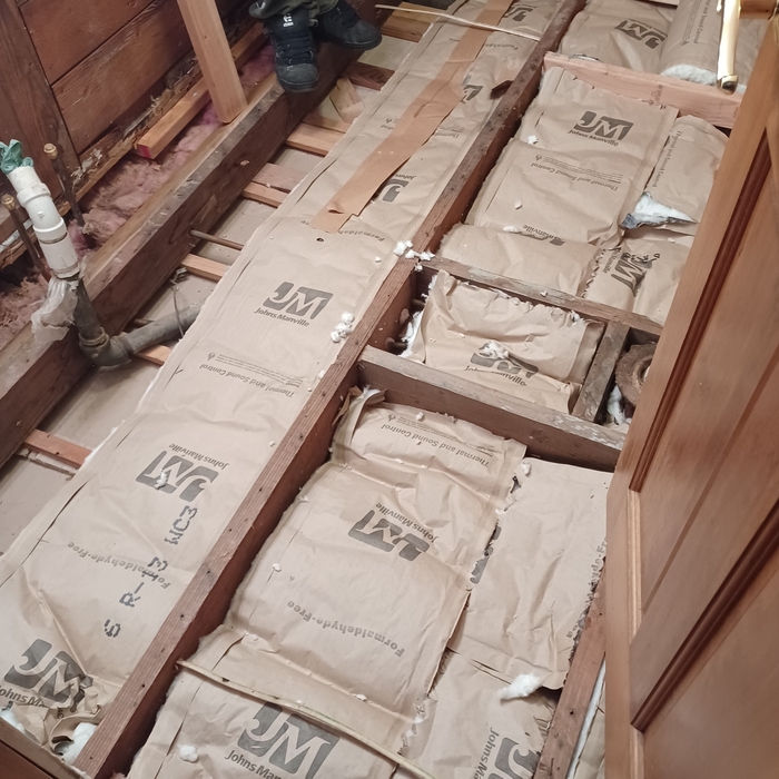 Insulation installed in the floor