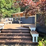 Deck with 3 steps and benches