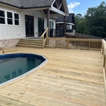 Above ground pool install and build deck