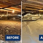 Before and after Mold remediation crawlspace encapsulation.