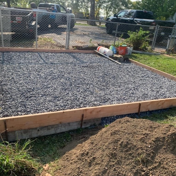 Dug out, formed and stoned