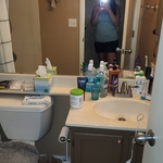 Before cleaning bathroom.