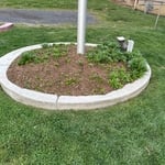 Flag pole flower bed