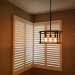 This particular frame is called L-Frame, it is boxier than the others.
The customer requested clear view (or hidden bar) which moves the traditional bar that you use to control the louvers (slats).
