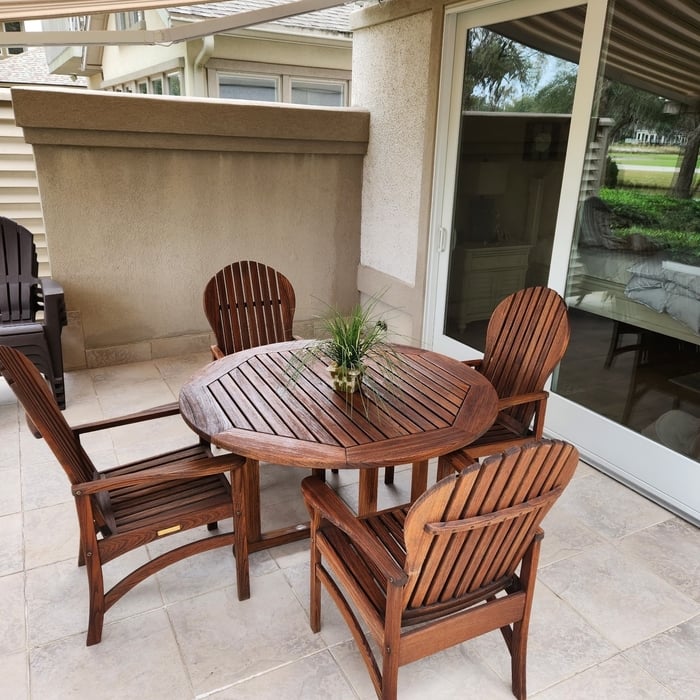 The beautiful set at home on the client’s patio ?