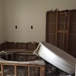 Remove old jet tub and framing.
