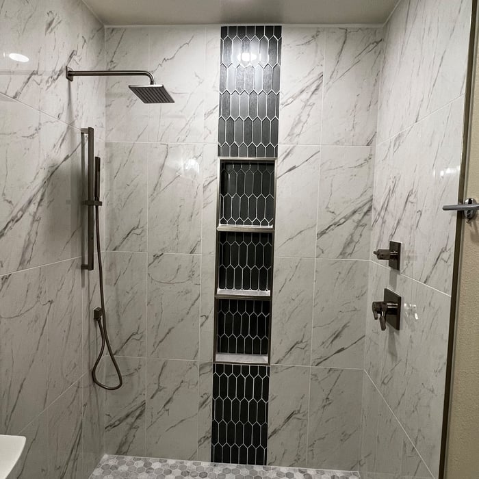 Grout and fixtures installed