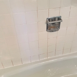 After an hour of scrubbing each grouted build up, it’s brighter and shiny
