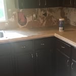 Kitchen Sheetrock was destroyed from homeowner attempting to remove old backsplash.