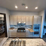 Kitchen range with gray wash stain