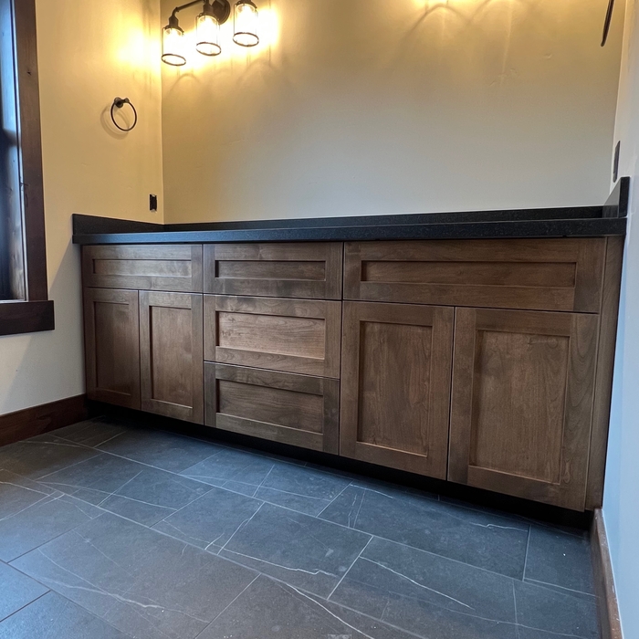 Double vanity with shaker style doors