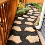 Refurbished back yard lawn and hardscaping service