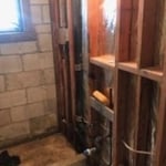 Gut shower and remove all walls and tiles off shower pan removed