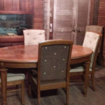 Removed all boxes and other stuff from dining room. Cleaned table and chairs. We also cleaned the floors and windows.
