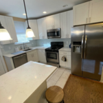 This clean was done to a house that is over 20 years old. The kitchen was renovated 2 years ago. The owner of the property had not been cleaning since the remodel. There was a lot of grease and stains on the white cabinets, countertops and floors. Therefore we deep cleaned the kitchen using degreaser and disinfectant and solutions for the stainless steel appliances.