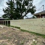 Horizontal privacy fence before completion