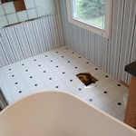 Install free standing tub and faucet