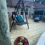 Finished laying deck from poolside entrance to the porch.
