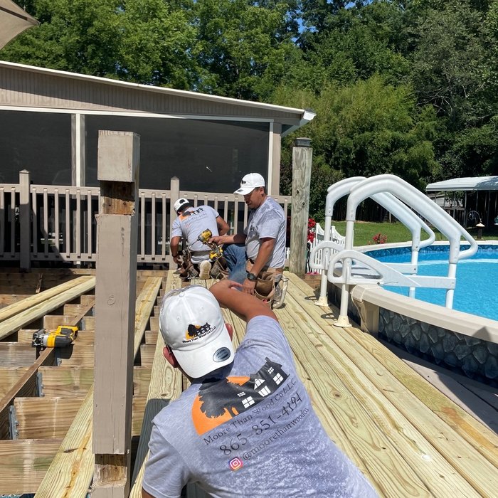 Section one of new lumber being installed.