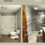 before and after on a bathroom.