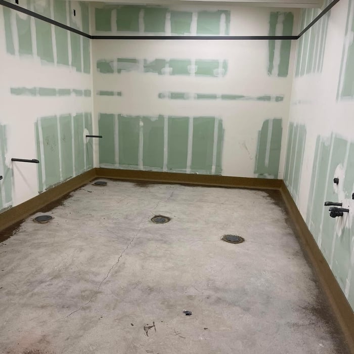 Flaked school restroom
