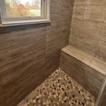 Walk in shower tiled