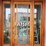 Working on the doors. One of them was stained and another one was painted with water base paint