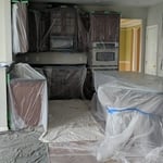 Prepped the kitchen for sanding and hardwood restoration