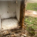 You can see the extent of water damage to the front post. Both left and right post received the same repairs and level of detailed attention