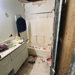Another shot of the before, old tub still in
