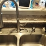 New faucet and soap dispenser. Removed the old and installed new faucet. Total time was 45 minutes.