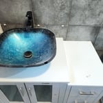 New vanity, sink, and faucet.
