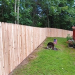 Six foot high #1 cedar wood on steel stockade