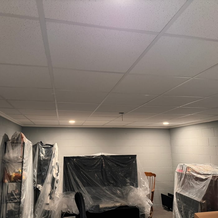 Ceiling tiles and lights