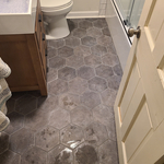 Bathroom tile floor.