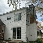 This is today after 2 days of working on this home. Everything is sealed up, water proofed, window installed, and majority of the siding is complete.