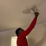 At this moment I had already took the light fixture down and was repairing the hole