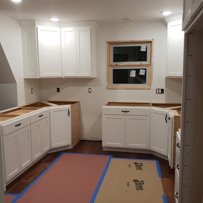 Installing kitchen cabinets