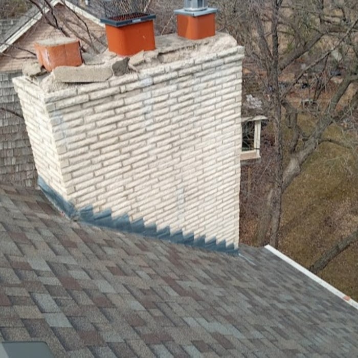 Chimney before we did new crown and drip edge