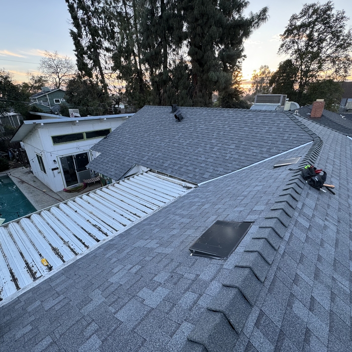 New Roof with Low Slope Garage