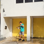 Pressure washing driveway
