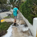Pressure washing driveway