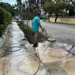 Pressure washing driveway