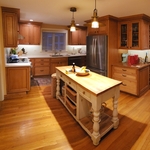 This Marblehead kitchen has a fantastic pantry and multiple countertop surfaces for the job at hand.