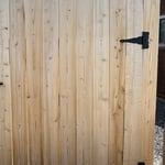 Picket gate installation.